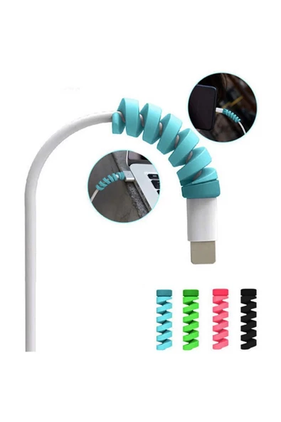 THREESTEP Micro USB - Type C - iPhone lightning Kablo Spiral Kablo Koruyucu Siyah 1 ADET - 2