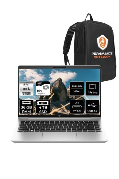 HP  ProBook 440 G9 i5 1235U 36GB 4TB SSD 14" FHD FDOS A9M3M4ATX Taşınabilir Bilgisayar & PER4 Çanta