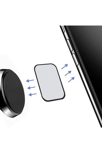 THREESTEP Telefon Araç Içi Tutucu Metal Mıknatıslı Tutucular Seti 3m (1 Adet Dikdörtgen 1 Adet Yuvarlak) Gri - 4