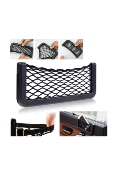 OMAC 15x8 Cm Araba Torpido Telefon Ruhsat Tutucu Fileli Araç Içi Organizer Yapışkanlı File Düzenleyici - 3