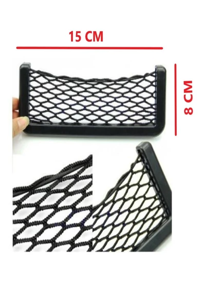 OMAC 15x8 Cm Araba Torpido Telefon Ruhsat Tutucu Fileli Araç Içi Organizer Yapışkanlı File Düzenleyici - 2