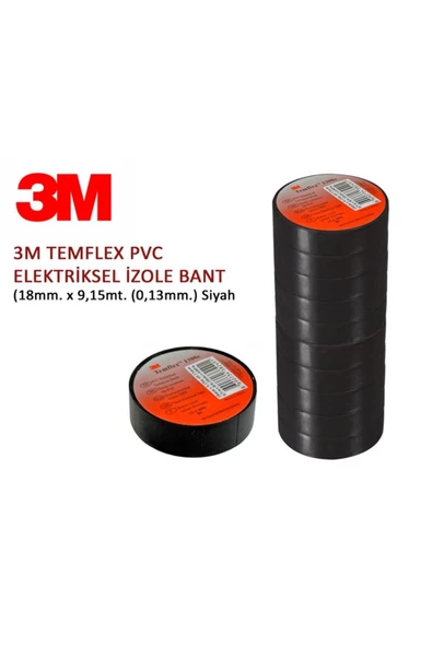 3M Temflex 1300e Pvc Izole Elektrik Bant 10 Adet (8712403019115)