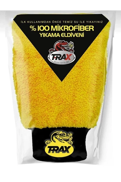 TRAX Oto & Ev Yıkama Ve Cila Eldiveni Mikrofiber Araç Yıkama Eldiveni Sarı