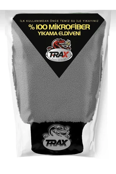 TRAX Oto & Ev Yıkama Ve Cila Eldiveni Mikrofiber Araç Yıkama Eldiveni Gri