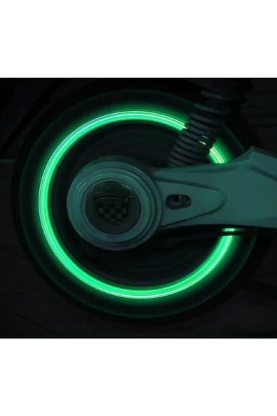 THREESTEP Fosforlu Floresan Led Yeşil Pilsiz Araba Motorsiklet Lastik Sibop Kapaği (4 Adet) - Resim 3