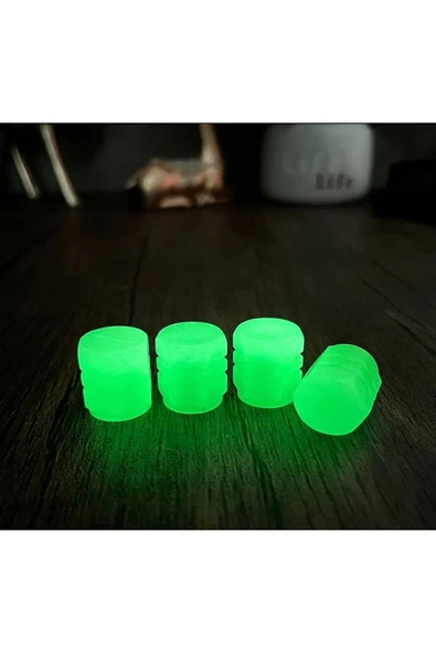 THREESTEP Fosforlu Floresan Led Yeşil Pilsiz Araba Motorsiklet Lastik Sibop Kapaği (4 Adet) - Resim 4