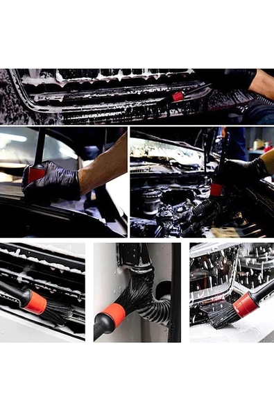 Canderel Oto Araç Detaylı Temizlik Fırça Seti 5'li Oto Araba Yıkama Klima Temizleme Fırça Takımı - Resim 3