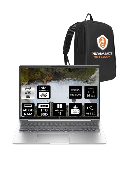 HP  ProBook 460 İntel Core Ultra 7 155U 48GB 1TB SSD 16'' WUXGA W11P A23BCEA & PER4 Çanta