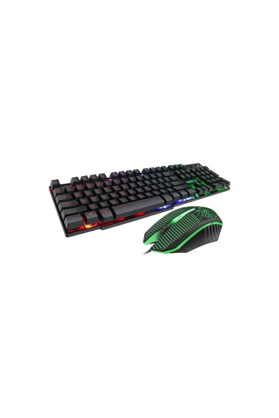 OMAC Kablolu Rgb Işıklı Oyuncu Klavye + Mouse Seti