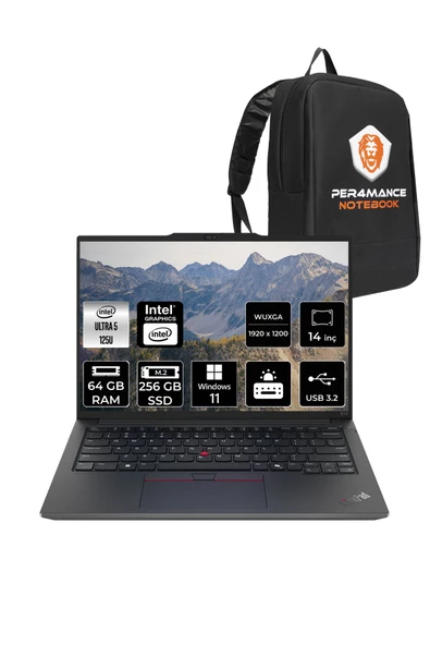 LENOVO  ThinkPad E14 G6 Ultra 5 125U 64GB 256GB SSD 14'' WUXGA W11H 21M7002PTX & PER4 Çanta