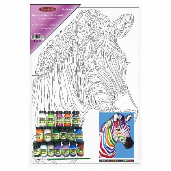 Sayılarla Boyama Tuval Seti - Zebra (35x50 cm) - 2