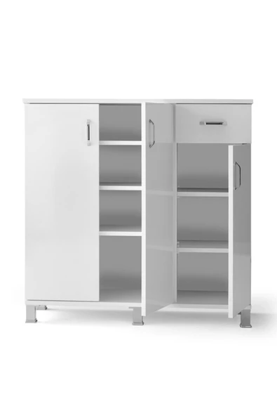 Ahşap Çekmeceli 3 Kapaklı Ayakkabılık Çok Amaçlı Dolap CKMC3AYK3 - 2