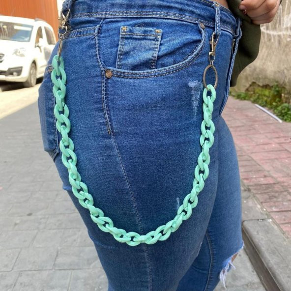 Mint Yeşil 50 Cm Pantolon Zinciri Kolye Hediyelik Moda Aksesuar