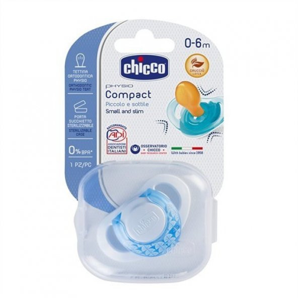 Chicco Physio Compact Kauçuk Tekli Emzik 0-6 Ay Erkek - 1