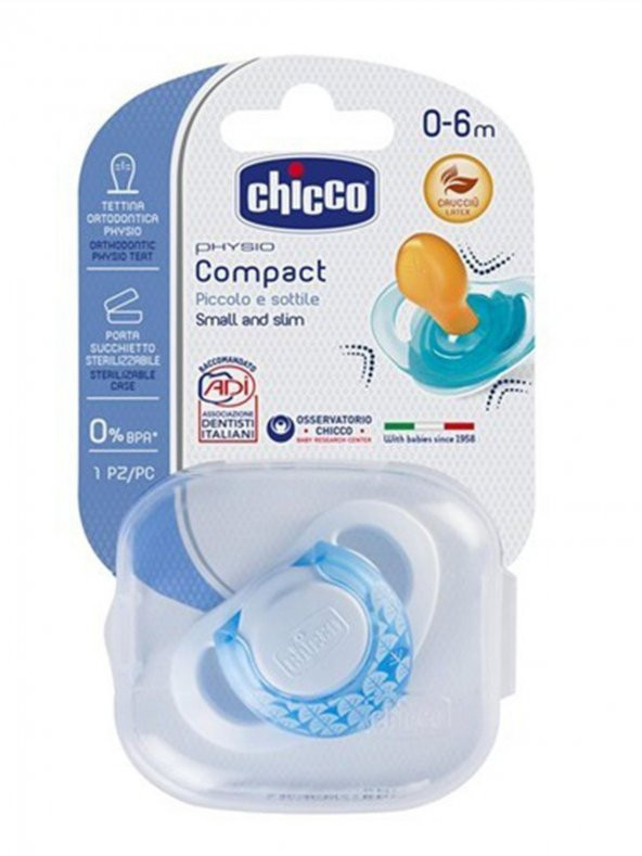 Chicco Physio Compact Kauçuk Tekli Emzik 0-6 Ay Erkek - 2