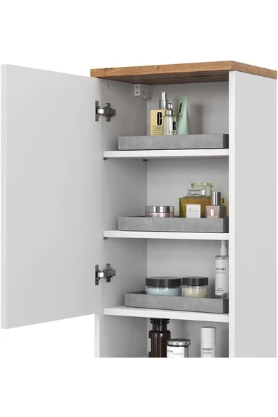 Egecan Mobilya Tek Kapaklı Askıda 4 Raflı Banyo Dolabı Havlu Dolabı Sabunluk Kiler Dolabı Erzak Dolabı Ekmek Dolabı - 3