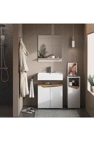 Egecan Mobilya Tek Kapaklı 3 Raflı Banyo Dolabı Havlu Dolabı Sabunluk Kiler Dolabı Erzak Dolabı Ekmek Dolabı - 3