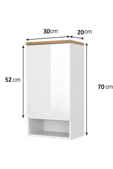 Egecan Mobilya Tek Kapaklı Askıda 4 Raflı Banyo Dolabı Havlu Dolabı Sabunluk Kiler Dolabı Erzak Dolabı Ekmek Dolabı - 5