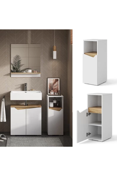 Egecan Mobilya Tek Kapaklı 3 Raflı Banyo Dolabı Havlu Dolabı Sabunluk Kiler Dolabı Erzak Dolabı Ekmek Dolabı - 2