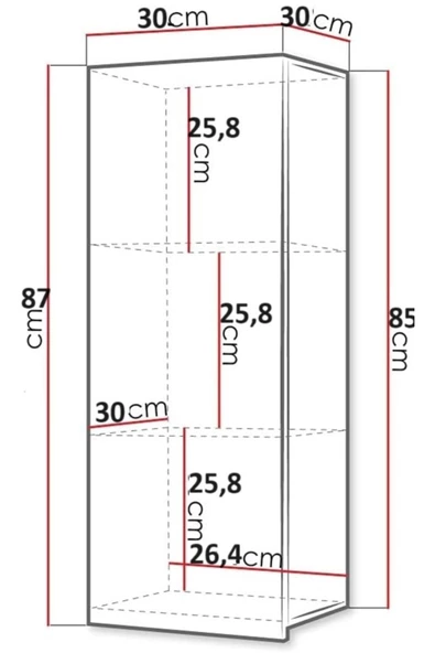 Egecan Mobilya Tek Kapaklı Duvara Monte 3 Raflı Banyo Dolabı Havlu Dolabı Sabunluk  Erzak Dolabı Kiler Dolabı - 4