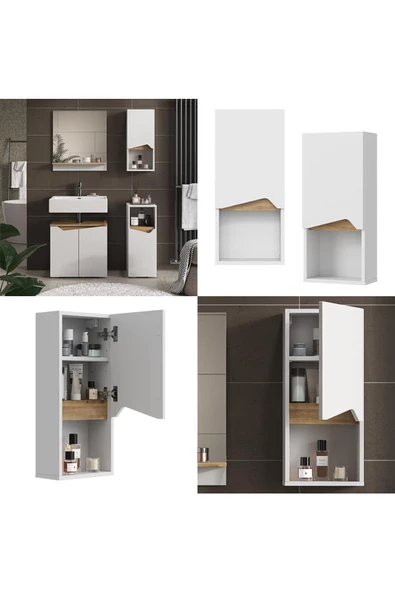 Egecan Mobilya Tek Kapaklı Askıda 3 Raflı Banyo Dolabı Havlu Dolabı Sabunluk Kiler Dolabı Erzak Dolabı Ekmek Dolabı - 3