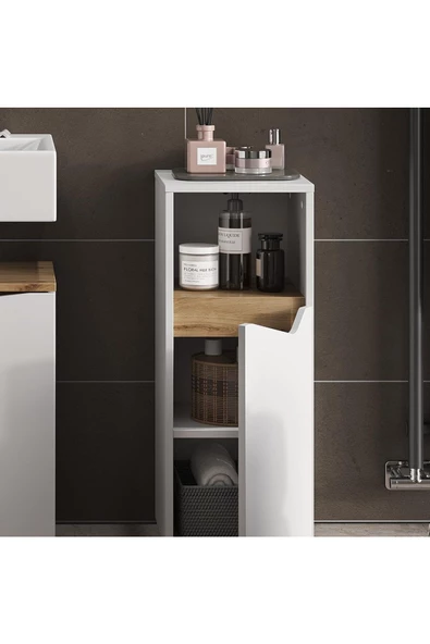 Egecan Mobilya Tek Kapaklı 3 Raflı Banyo Dolabı Havlu Dolabı Sabunluk Kiler Dolabı Erzak Dolabı Ekmek Dolabı - 4