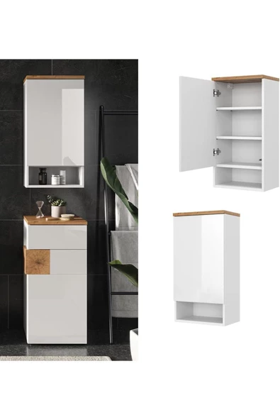 Egecan Mobilya Tek Kapaklı Askıda 4 Raflı Banyo Dolabı Havlu Dolabı Sabunluk Kiler Dolabı Erzak Dolabı Ekmek Dolabı - 4