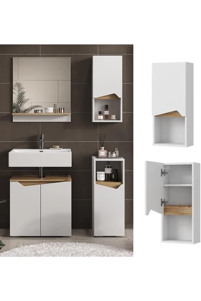 Egecan Mobilya Tek Kapaklı Askıda 3 Raflı Banyo Dolabı Havlu Dolabı Sabunluk Kiler Dolabı Erzak Dolabı Ekmek Dolabı - 4