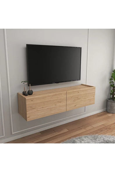 Egecan Mobilya Meşe 80 Cm Tv Ünitesi Tv Sehpası Duvar Rafı Kitaplık