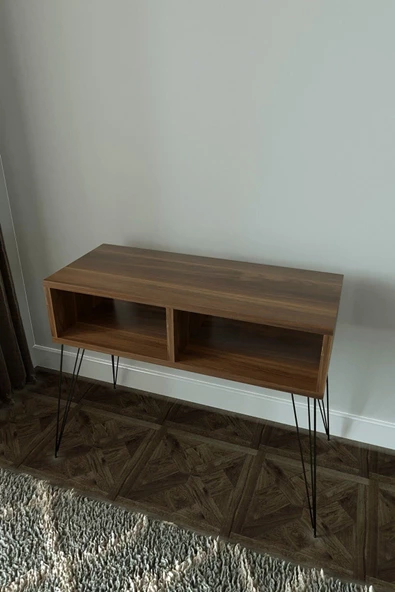 Egecan Mobilya Ceviz Salon Oturma Odası Tv Ünitesi Tv Sehpası Ayaklı Tv Ünitesi Tv Standı Kitaplık Duvar Rafı - 3