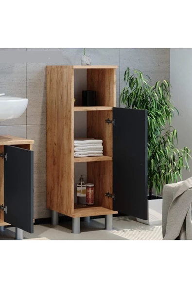 Egecan Mobilya Tek Kapaklı 3 Raflı Çok Amaçlı Banyo Dolabı Mutfak Dolabı Havlu Dolabı Erzak Dolabı - 2