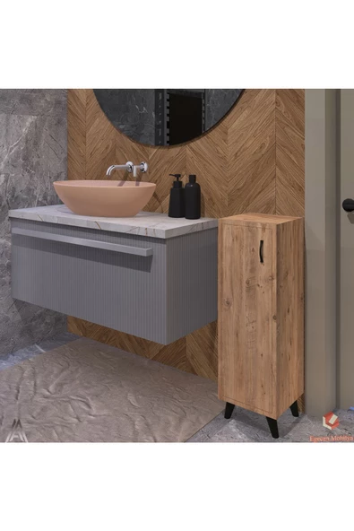 Egecan Mobilya Atlantik Çam Tek Kapaklı 3 Raflı Banyo Dolabı Havlu Dolabı Kiler Dolabı Erzak Dolabı Ekmek Dolabı - 2