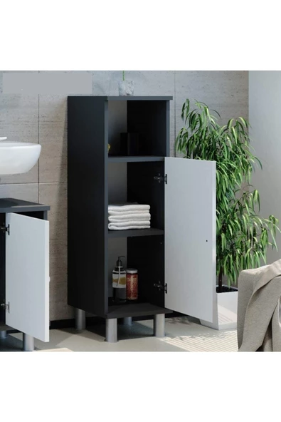 Egecan Mobilya Tek Kapaklı 3 Raflı Banyo Dolabı Havlu Dolabı Sabunluk Kiler Dolabı Erzak Dolabı Çamaşır Dolabı - 2