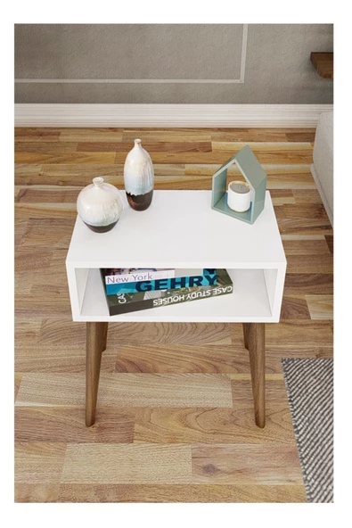 Egecan Mobilya Beyaz Başucu Komodin - 4