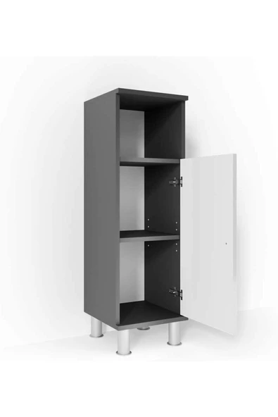 Egecan Mobilya Tek Kapaklı 3 Raflı Banyo Dolabı Havlu Dolabı Sabunluk Kiler Dolabı Erzak Dolabı Çamaşır Dolabı - 4