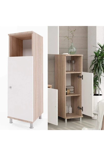 Egecan Mobilya Tek Kapaklı 3 Raflı Banyo Dolabı Havlu Dolabı Sabunluk Kiler Dolabı Erzak Dolabı Çamaşır Dolabı - 4