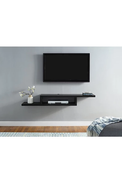 Egecan Mobilya Siyah 100 Cm Tv Ünitesi Tv Standı Duvar Rafı Kitaplık