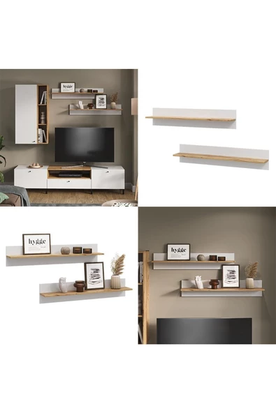 Egecan Mobilya Duvar Rafı Uçan Duvar Rafı Kitaplık Düzenleyici Raf Bohem Duvar Rafı İskandinaz Duvar Rafı - 4