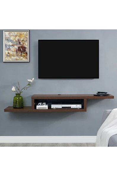 Egecan Mobilya Ceviz 180 Cm Tv Ünitesi Tv Standı Duvar Rafı Kitaplık