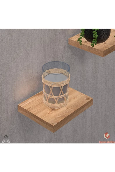 Egecan Mobilya Atlantik Çam Uçan Duvar Rafı 3 Adet Dekoratif Raf Çiçeklik Mumluk Dekoratif Çiçeklik - 2