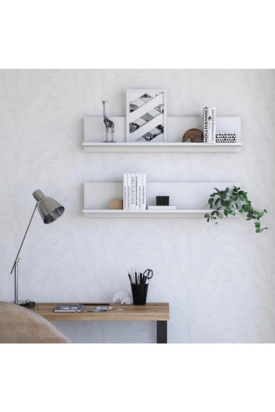 Egecan Mobilya Duvar Rafı Uçan Duvar Rafı Kitaplık Düzenleyici Raf Bohem Duvar Rafı İskandinaz Duvar Rafı - 2