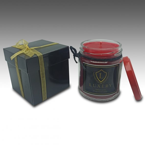 Luxery Candle Nane Kokulu Kavanoz Mum Kırmızı Renkli
