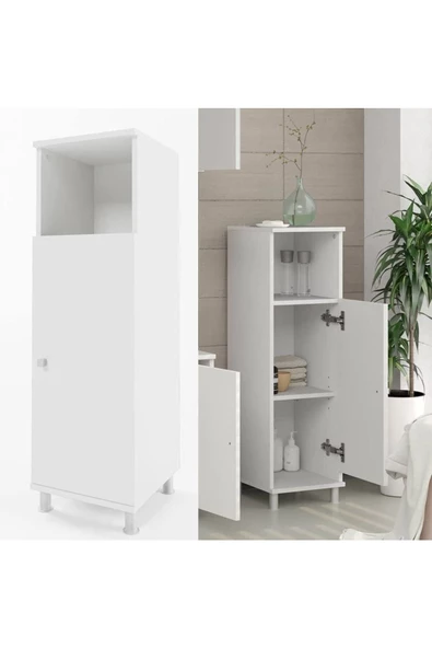 Egecan Mobilya Tek Kapaklı 3 Raflı Çok Amaçlı Banyo Dolabı Mutfak Dolabı Havlu Dolabı Erzak Dolabı - 4