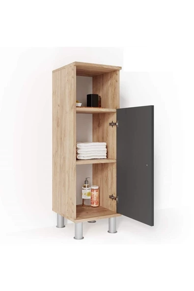 Egecan Mobilya Tek Kapaklı 3 Raflı Çok Amaçlı Banyo Dolabı Mutfak Dolabı Havlu Dolabı Erzak Dolabı - 4