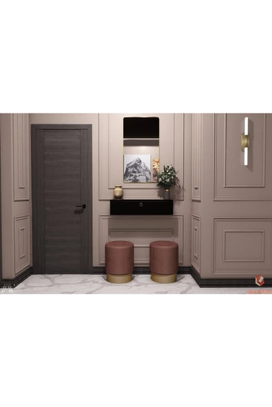 Egecan Mobilya 90cm Siyah Kapaklı Dresuar Salon Antre Hol Oturma Odası Askıda Kulplu Dolap Dresuar - 4
