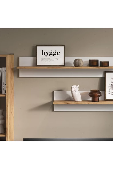 Egecan Mobilya Duvar Rafı Uçan Duvar Rafı Kitaplık Düzenleyici Raf Bohem Duvar Rafı İskandinaz Duvar Rafı - 2