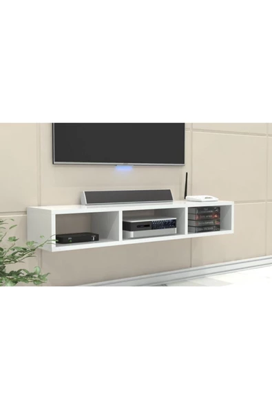 Beyaz 130 Cm Modern Tv Ünitesi Televizyon Sehpası Askıda Tv Ünitesi - 2