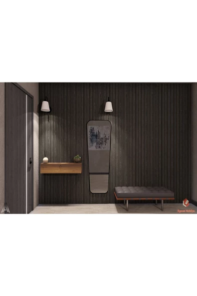 Egecan Mobilya 90cm Ceviz Kapaklı Dresuar Salon Antre Hol Oturma Odası Askıda Kulplu Dolap Dresuar - 4