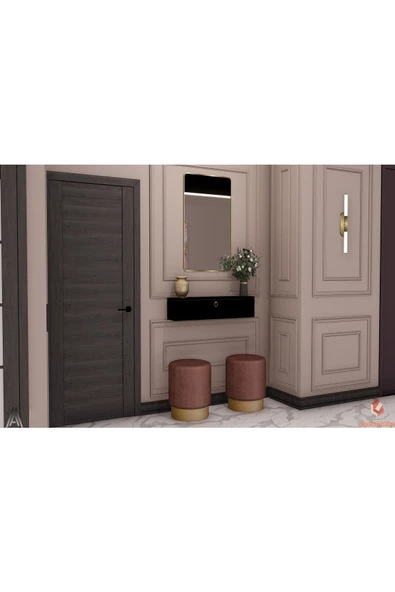 Egecan Mobilya Siyah 100 Cm Kapaklı Dresuar Salon Antre Hol Oturma Odası Askıda Kulplu Dolap Düzenleyici Dresuar - 3