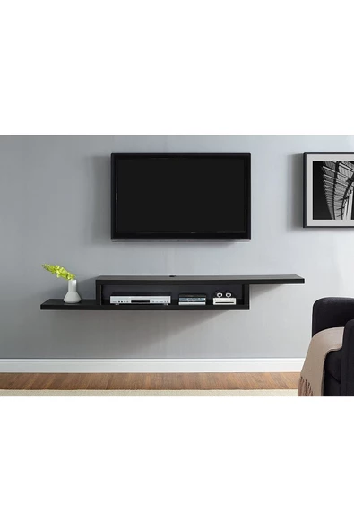 Egecan Mobilya Siyah 180 cm Tv Ünitesi Tv Standı Duvar Rafı Kitaplık